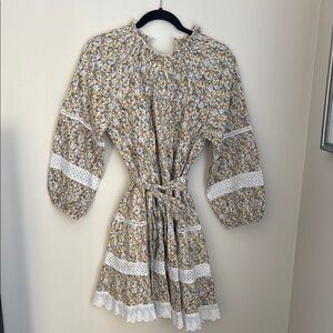 Floral Dress with Lace Accents